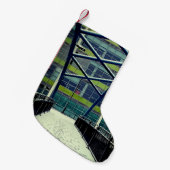 緑のパターン スモールクリスマスストッキング (正面 (吊り時))