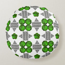 緑のパターン ラウンドクッション