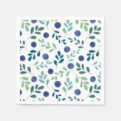 緑のパター葉ン付きブルーベリー スタンダードカクテルナプキン (正面)