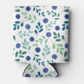 緑のパター葉ン付きブルーベリー 缶クーラー (正面)