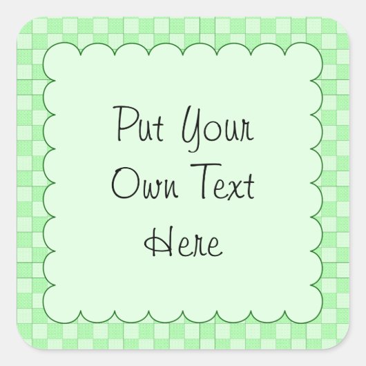 緑のパッチワークパターン スクエアシール (正面)
