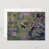 緑のパッチワークRavens混合メディアポストカード ポストカード (正面/裏面)