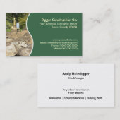 緑のパネルが付いている黄色い掘削機 名刺 (正面/裏面)