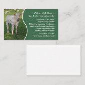 緑のパネルを持つ白いcharolaisの子牛 名刺 (正面/裏面)