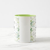 緑のパパのバンプ詩の葉の水色 ツートーンマグカップ (中央)