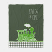 緑のパフィングスチームの列車whimsyグラフィック フリースブランケット (正面)