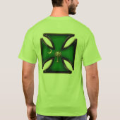 緑のパルメットの木の鉄の十字 Tシャツ (裏面)