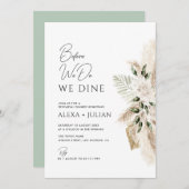 緑のパンパスグラス結婚のリハーサル 招待状 (正面/裏面)