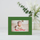 緑のパーソナライズされたクリスマスツリーはがき ポストカード (スタンド正面)