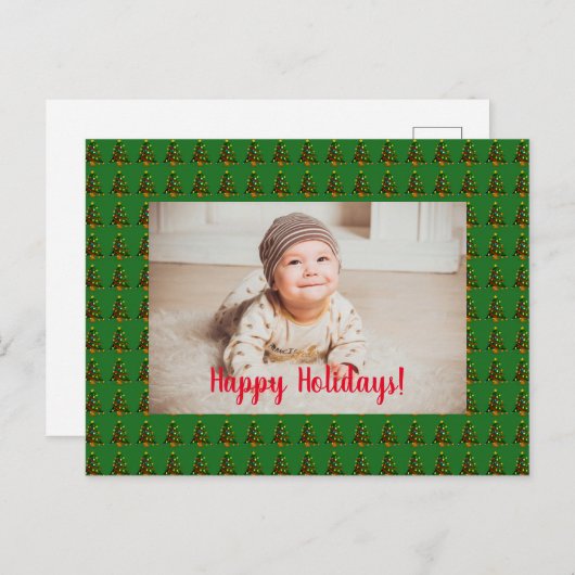 緑のパーソナライズされたクリスマスツリーはがき ポストカード (正面/裏面)
