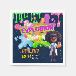 緑のパーソナライズされたスライムカーリーヘアガールサイエンティスト スタンダードカクテルナプキン