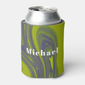 緑のパーソナライズされたネクタイ染めウェディングパーティーの好意 缶クーラー (缶正面)