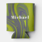 緑のパーソナライズされたネクタイ染めウェディングパーティーの好意 缶クーラー (正面)