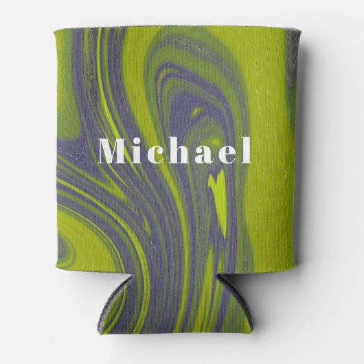 緑のパーソナライズされたネクタイ染めウェディングパーティーの好意 缶クーラー (正面)