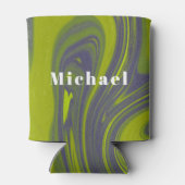 緑のパーソナライズされたネクタイ染めウェディングパーティーの好意 缶クーラー (裏面)