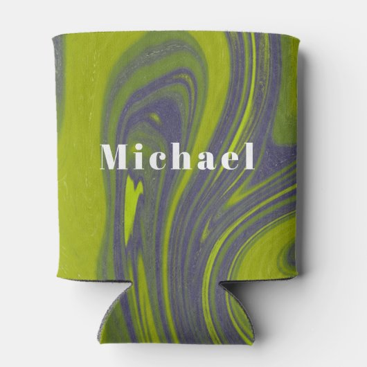 緑のパーソナライズされたネクタイ染めウェディングパーティーの好意 缶クーラー (裏面)