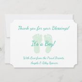 緑のパーソナライズされたベビー写真の生誕通知 案内状 (裏面)