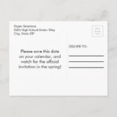 緑のパーソナライズされた写真の卒業日退会 案内ポストカード (裏面)