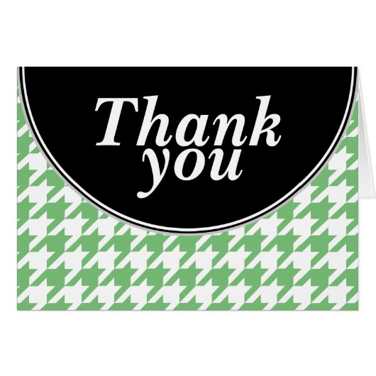緑のパーソナライズされた千鳥格子のサンキューカード (正面横)
