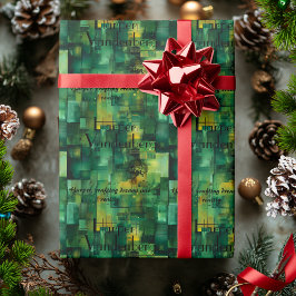 緑のパーソナライズされた幾何学的抽象芸術ギフトラップ ラッピングペーパー