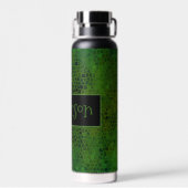 緑のパーソナライズされた恐竜の隠れ家 ウォーターボトル (背面)