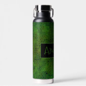 緑のパーソナライズされた恐竜の隠れ家 ウォーターボトル (正面)