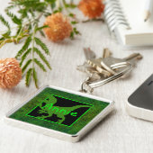 緑のパーソナライズされた恐竜の隠れ家 キーホルダー (側面)