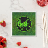 緑のパーソナライズされた恐竜の隠れ家 スタンダードカクテルナプキン (インサイチュ)