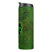 緑のパーソナライズされた恐竜の隠れ家 タンブラー (回転右)