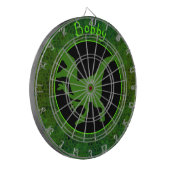 緑のパーソナライズされた恐竜の隠れ家 ダーツボード (正面左)