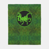 緑のパーソナライズされた恐竜の隠れ家 フリースブランケット (正面)