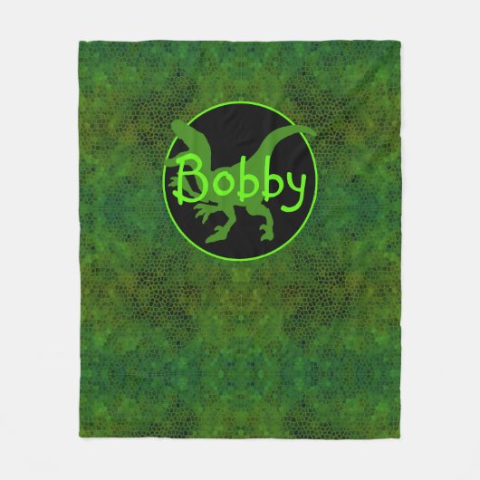 緑のパーソナライズされた恐竜の隠れ家 フリースブランケット (正面)