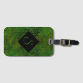 緑のパーソナライズされた恐竜の隠れ家 ラゲッジタグ (正面横)