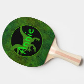 緑のパーソナライズされた恐竜の隠れ家 卓球ラケット (横)