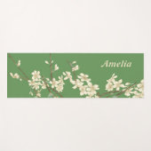 緑のパーソナライズされた春の花の名前の追加 ヨガマット (正面(横))