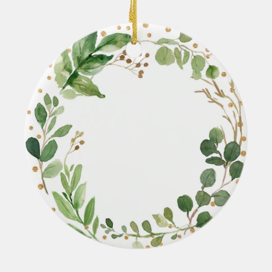 緑のパーソナライズされた男の子または女の子の洗礼オーナメント セラミックオーナメント (裏面)