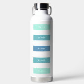 緑のパーソナライズされた青の一時停止の息を吐き出す ウォーターボトル (正面)