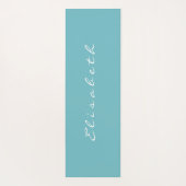 緑のパーソナライズされた青の一時停止の息を吐き出す ヨガマット (裏面)