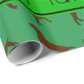 緑のパーソナライズされたVizsla犬の名前 ラッピングペーパー (ロールコーナー)