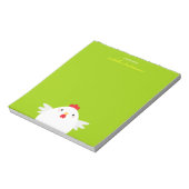 緑のパーソナル化可能なメモ帳の白い鶏 ノートパッド (回転)