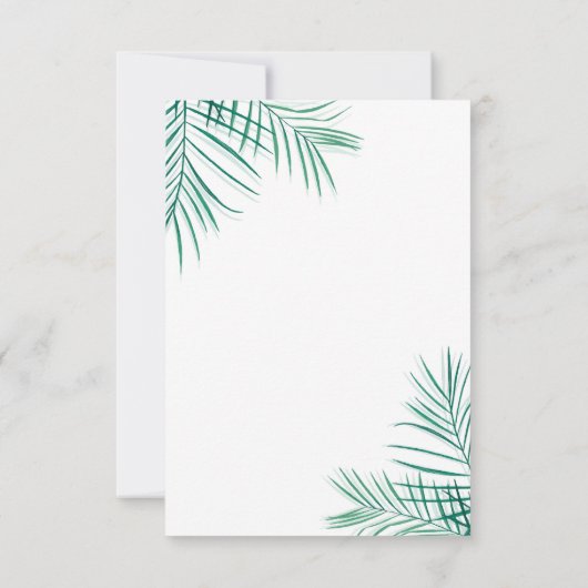 緑のパーム離れのトロピカルエレガントリプライRSVP 出欠カード (裏面)