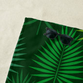 緑のパーム離れ植物柄タオル ビーチタオル (インサイチュ)