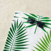 緑のパーム離れ植物柄タオル ビーチタオル (インサイチュ)