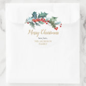 緑のヒイラギの赤い金ゴールドの水色クリスマス ラウンドシール (バッグ)