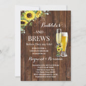 緑のヒマワリの泡とブリュウズカップルのシャワー 招待状 (正面)