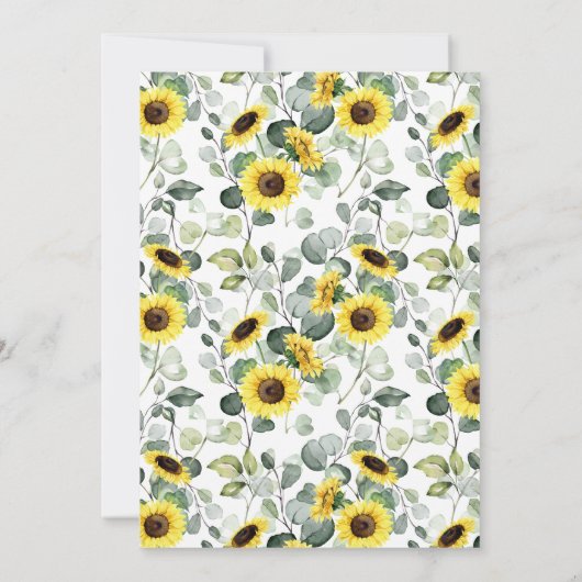 緑のヒマワリの泡とブリュウズカップルのシャワー 招待状 (裏面)