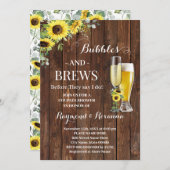 緑のヒマワリの泡とブリュウズカップルのシャワー 招待状 (正面/裏面)