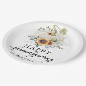 緑のヒマワリ白いカボチャのフレンドリー ペーパープレート (アングル)