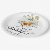 緑のヒマワリ白かぼちゃ感謝祭 ペーパープレート (アングル)