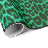 緑のヒョウのお祝いのアニマルプリントの包装紙 ラッピングペーパー (ロールコーナー)